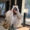Korean lamb wool coat women's autumn and winter velvet thickened cotton-padded clothes on both sides, winter cotton-padded jacket hooded thick cotton-