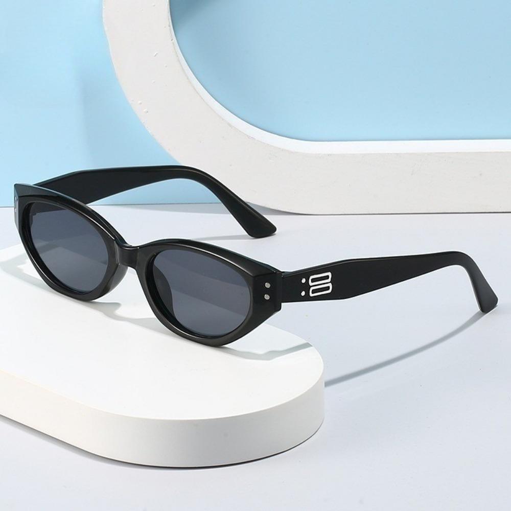 2 Pcs Korean Version Trendy Retro Cat Eye Sunglasses for Women Hip Hop Western Casual Simple Plain Outdoor  Glasses