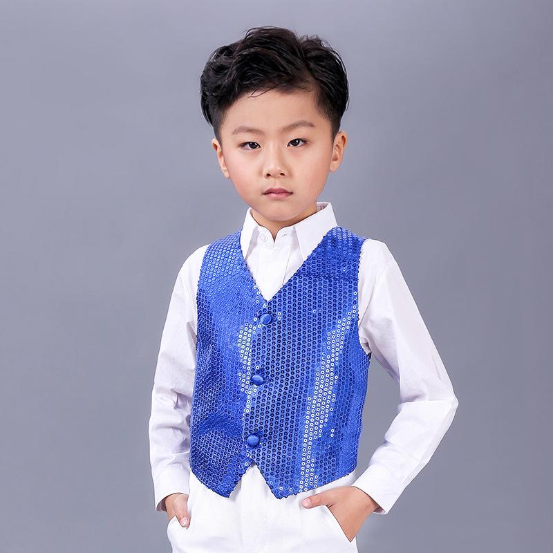 Children's Sequin Vest Dancewear: Jazz, Street, Catwalk Performance Costume for Girls and Boys