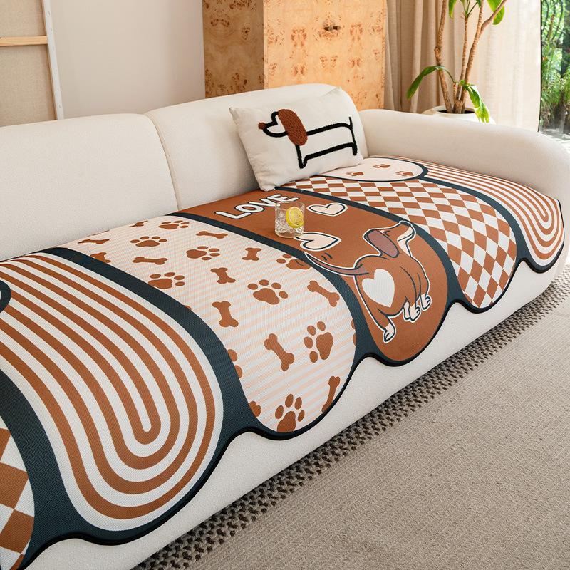 2025 Summer New Special-shaped Sofa Cushion Cartoon Cool Ice Silk Seat Cushion Straight Row Non-slip and Anti-cat Scratch Mat Cover
