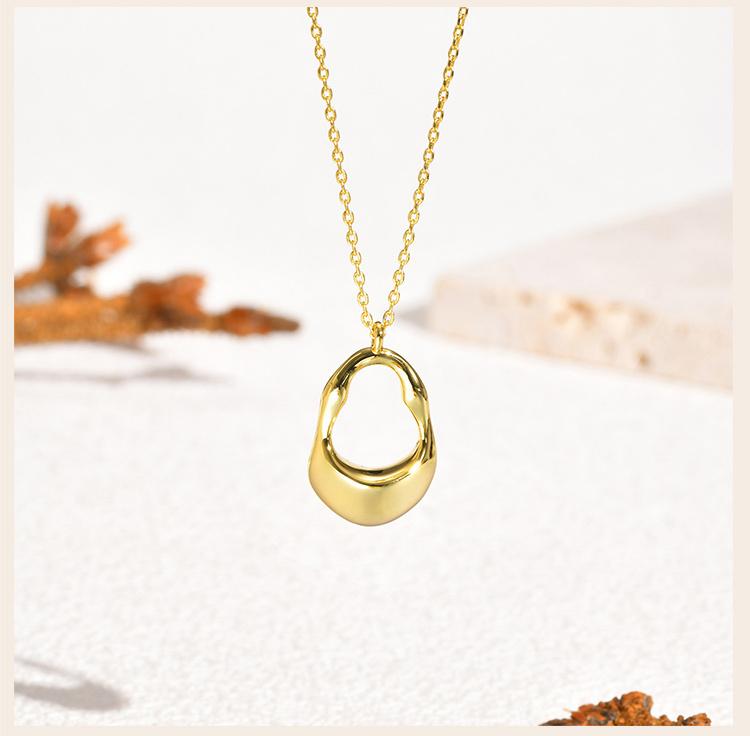 18K Gold Plated Pendant Necklace For Women, Hollow Irregular Statement Necklace Trendy Jewelry