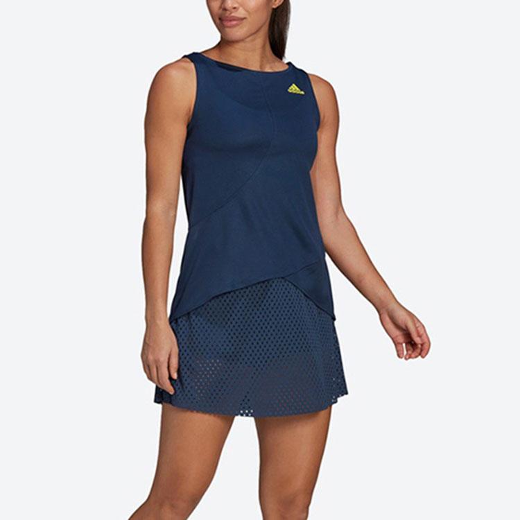 Adidas Solid Color Casual Tennis Sports Breathable Sleeveless Dress Women Dresses Dark-Blue GH7599