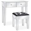 Day and Night - Day and Night Mirrored Dressing Table with MDF and Glass Stool