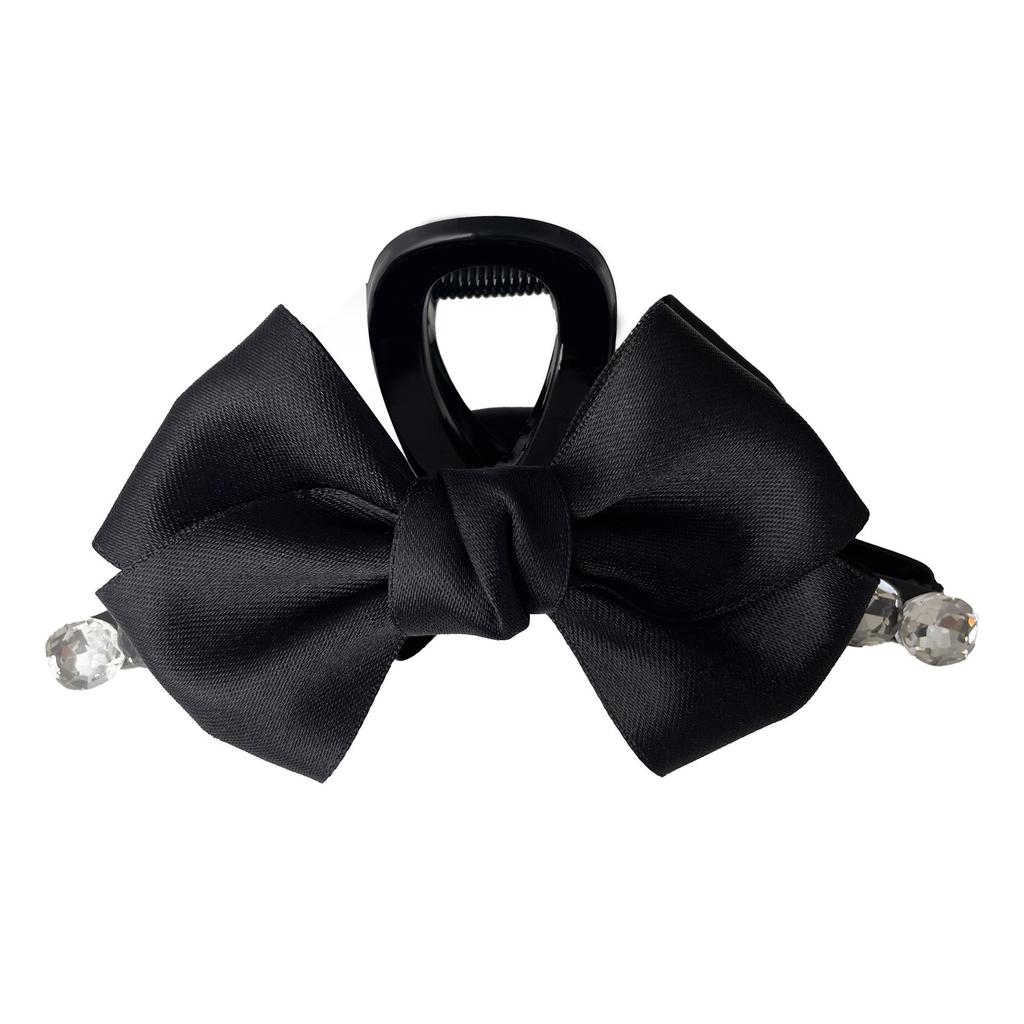 Diamond-Studded Ribbon Bow Hair Clip - Luxury Autumn Fashion