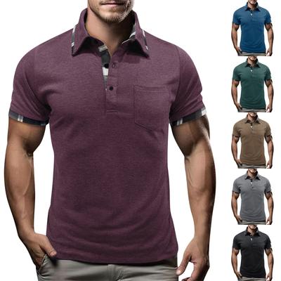 Men's Short Sleeved Lapel Collar T-shirt Casual Round Neck Top