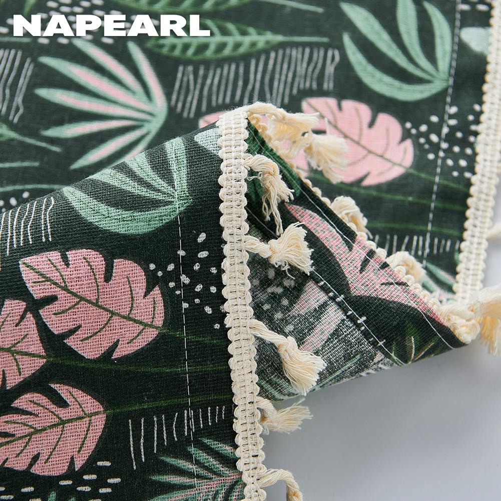 1PC NAPEARL Semi Blackout Curtain with Green Water Grass Pattern and Flowing Edge Curtain for Small Window Kitchen Bedroom Living Room Home Decor