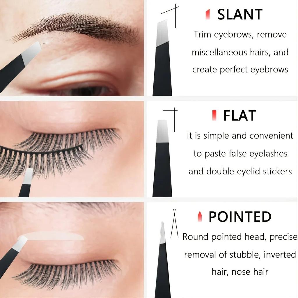 Tweezers Set 3-4pcs Stainless Steel Eyebrow Precision Sharp Tip Tweezers for Body Ingrown and Facial Hair Removal