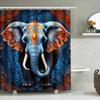 Blue Floral Elephant Shower Curtain Decorative Blue Fabric Waterproof Bath Mat Set For Home Living Room Decoration