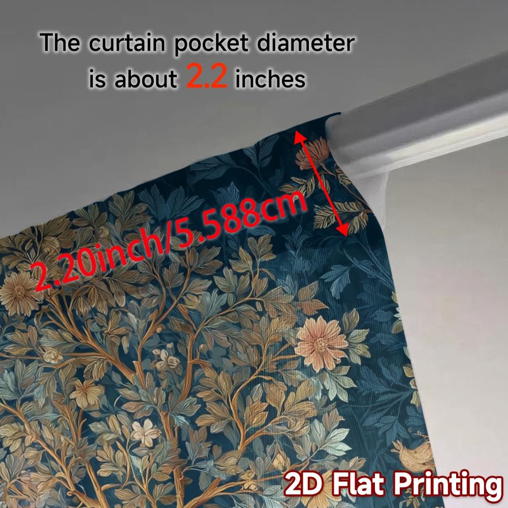 2pcs, 2D FLAT PRINTING Curtains (Without Rod) Floral Harmony(1) Popular Light Filtering Curtains Versatile Polyester Fabric