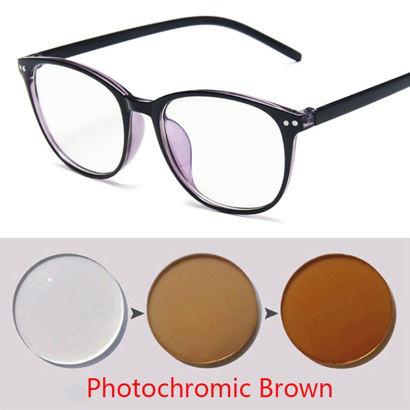 Rivets Round Finished Myopia Glasses Women Nearsighted Photochromic prescription -1.0 -1.5 -2.0 -2.5 -3.0 -3.5 -4.0 -4.5 -6.0