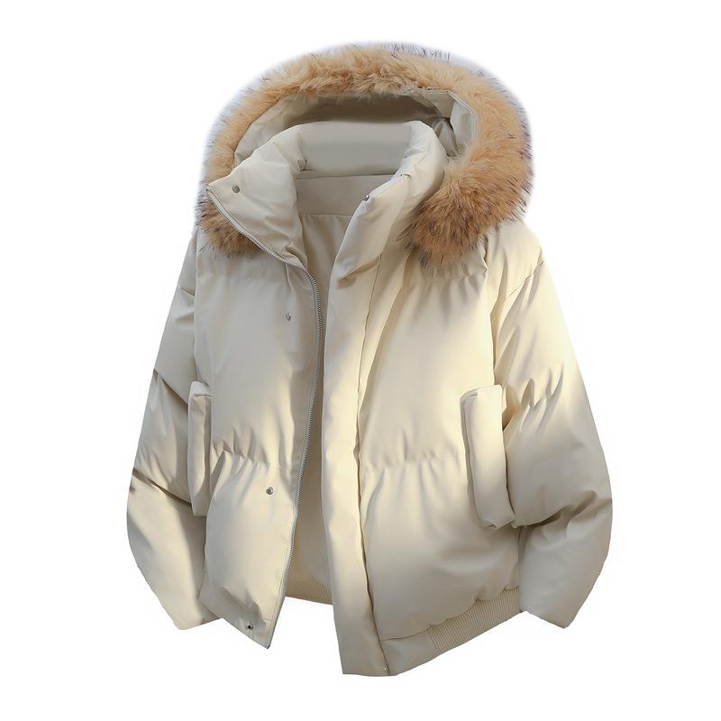 Casual Men's Fur Collar Detachable Cotton-Padded Short Jackets Winter Windproof Thick Coats Outwear Warm Top Clothing