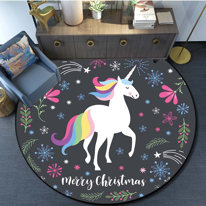 Mermaid Unicorn Print Rug Cartoon Round Rug Kitchen Bedroom Rug Kids Room Play Mat Kids Play Mat Home Decor