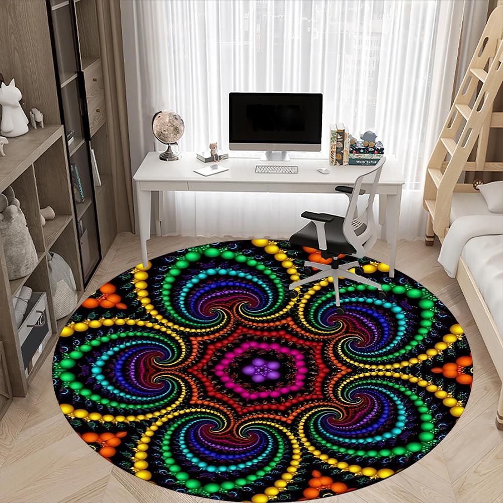 1pc Psychedelic Pattern Chair Carpet for Office Non-Slip, Machine Washable Rug for Office - Holiday DecorMachine Made Yy251029021