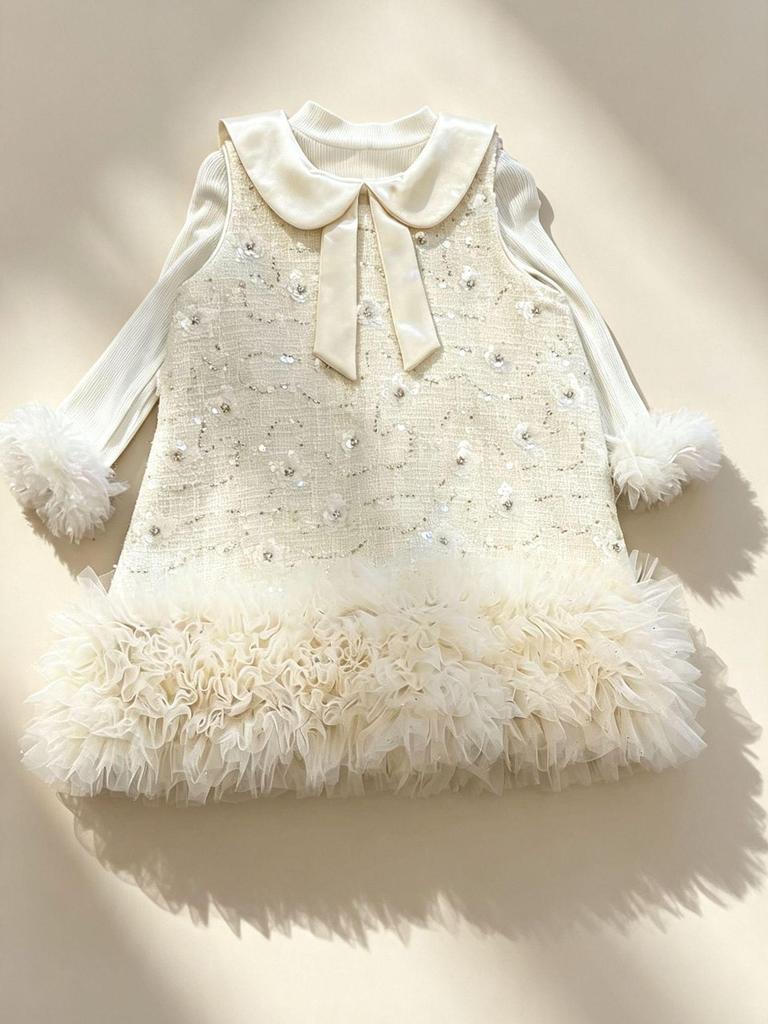 2026 Spring/Autumn Coco Style Girls' Puffy Skirt Princess Dress: Elegant Baby Banquet Attire