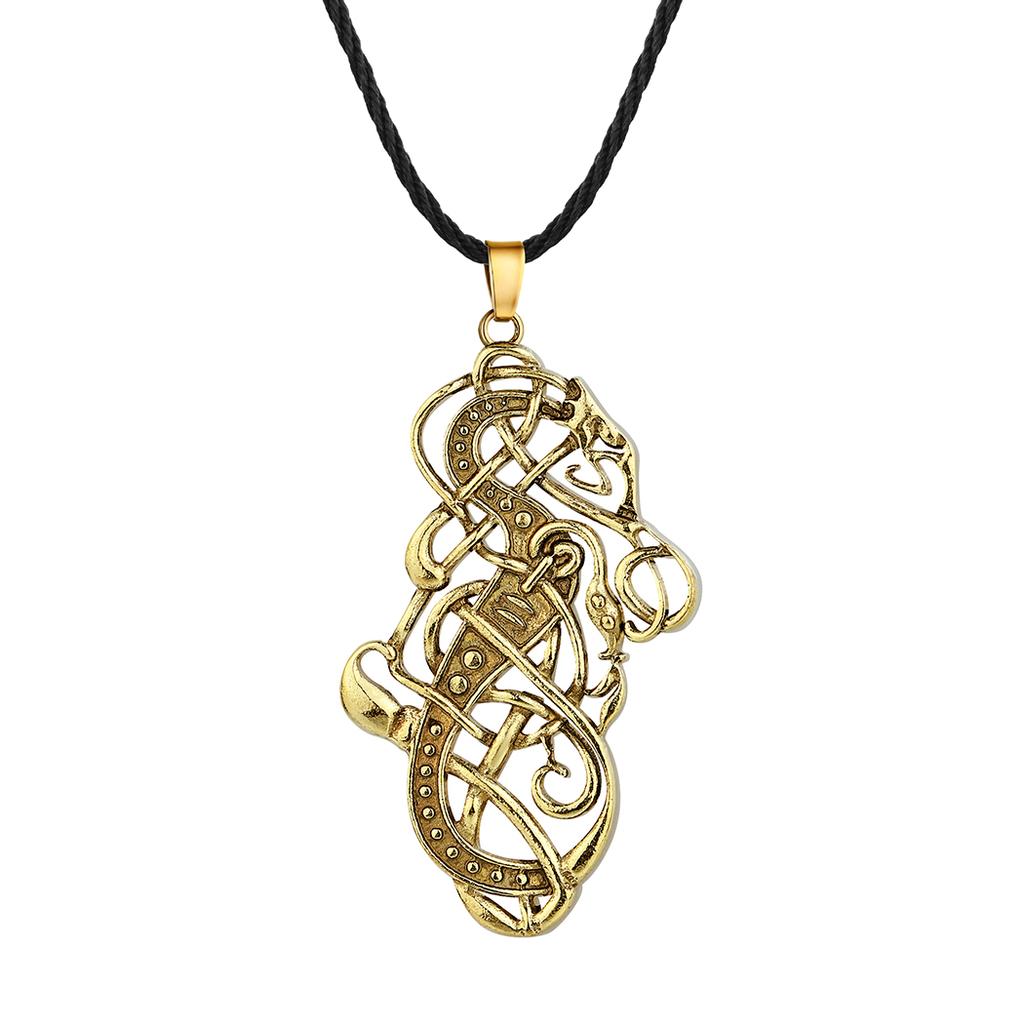 Kinitial Punk Viking Norse Dragon Knot Antiquity Pendant Necklace Vintage Strange Collar Chain For Man Women Chic Jewelry Gift