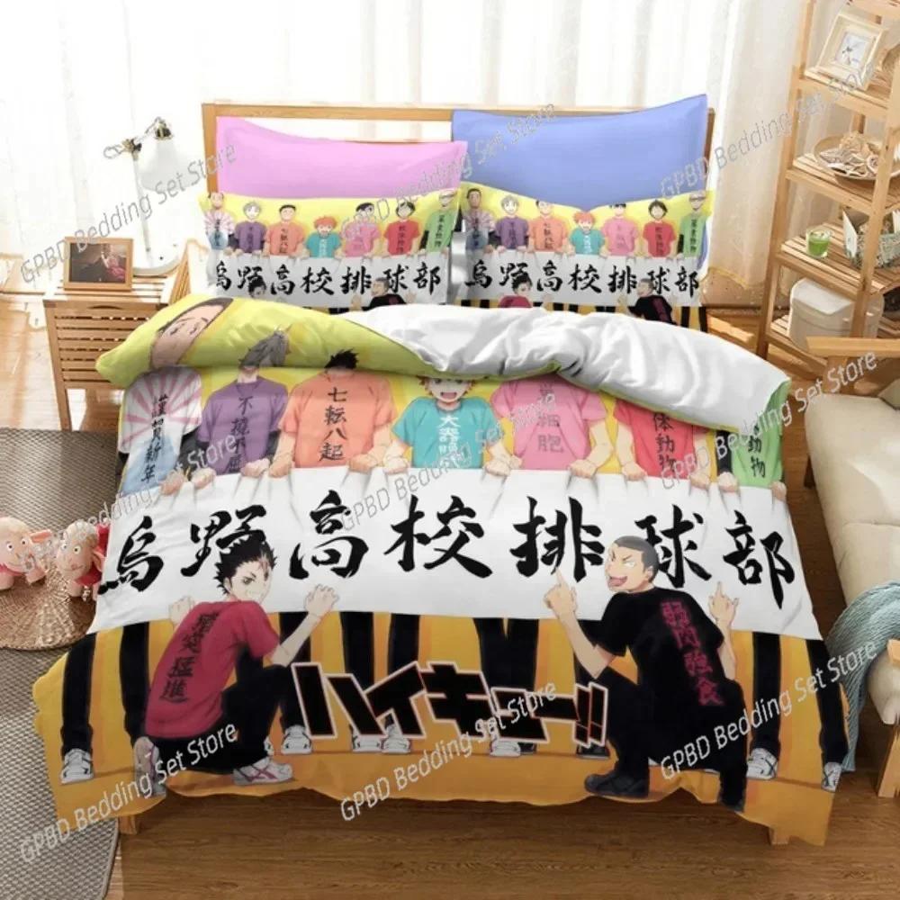 

3D Print Carton Anime Haikyu 3D Soft Duvet Cover Beding Set Warm Comforter Linen Pilowcases Home Decor Single Double Twin King Quen 135*200cm Eu-Single