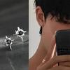 Men Stud Earring Zircon Star Pierced Crystal Stud Earrings Stainless Steel Tiny Minimalist Studs for Mens Women Party Jewelry