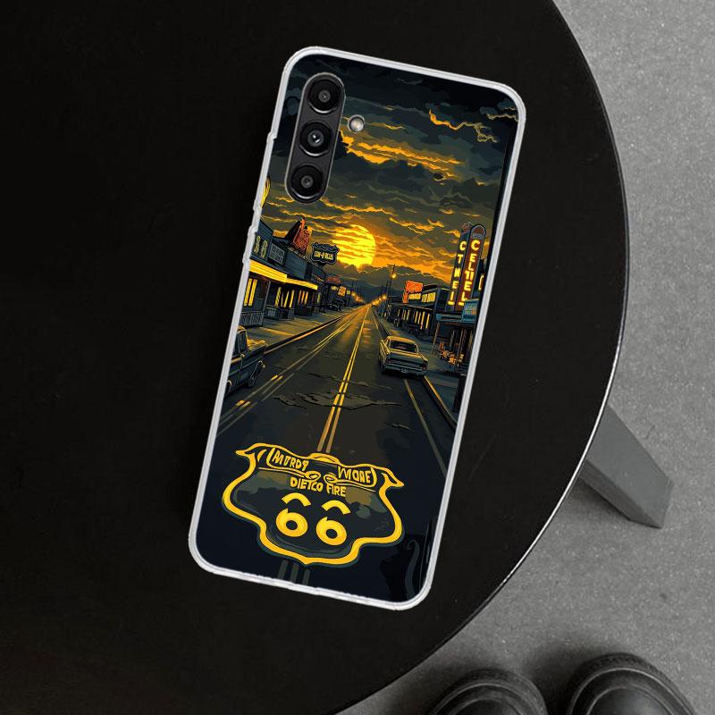 America Route 66 Phone Case Cover for Samsung Galaxy A17 A16 A26 A36 A56 A57 A37 A15 A25 A35 A55 A14 A24 A34 A54 A13 A23 A33 A53