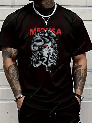 Medusa Graphic Printed Men's Luxury Cotton Short Sleeved T-shirt for Summer Unisex Men's and Women's Street Fashion