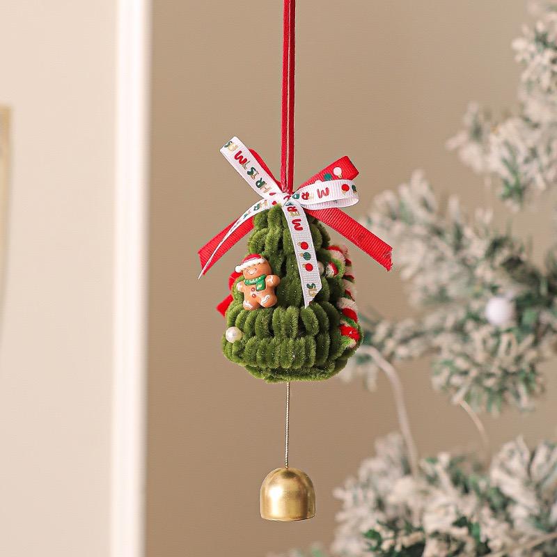 Cute Christmas Tree Pendant with Bell Green Xmas Tree Hanging Ornament for Home Holiday Decoration Party New Year 2025