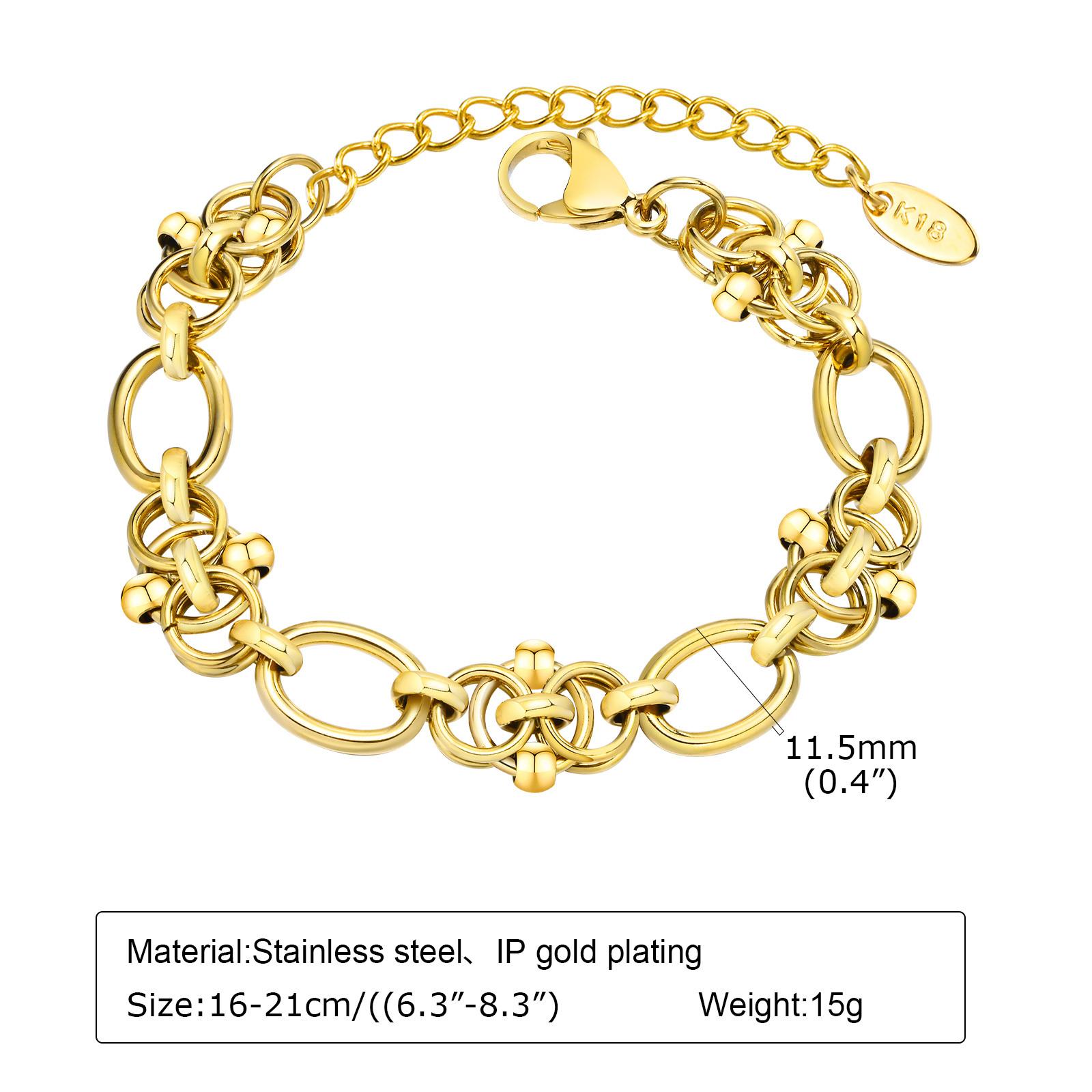 

INS Trendy 18K Gold Plated Stainless Steel Jewelry Circle Beads Geometric Bracelet For Women Texture Bow Valentine s Day Gift