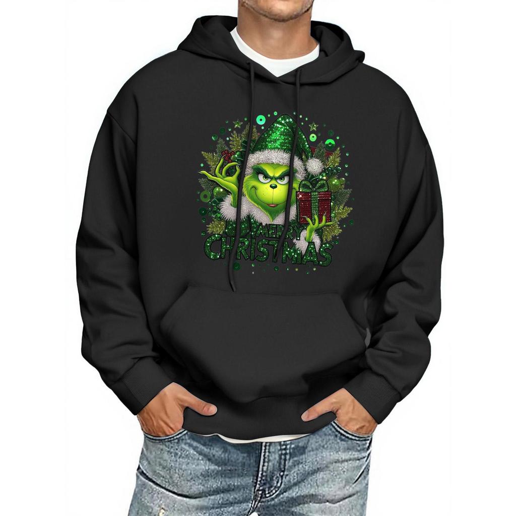 Men's Print Hooded Sweatshirt Long-Sleeve Casual Pullover Hoodie Hooded Sweatshirt