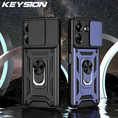 KEYSION Shockproof Armor Case pro Xiaomi POCO C65 C51 C50 Slide Ochranný kroužek na kameru Kryt na telefon pro Redmi 13C 12C 10C