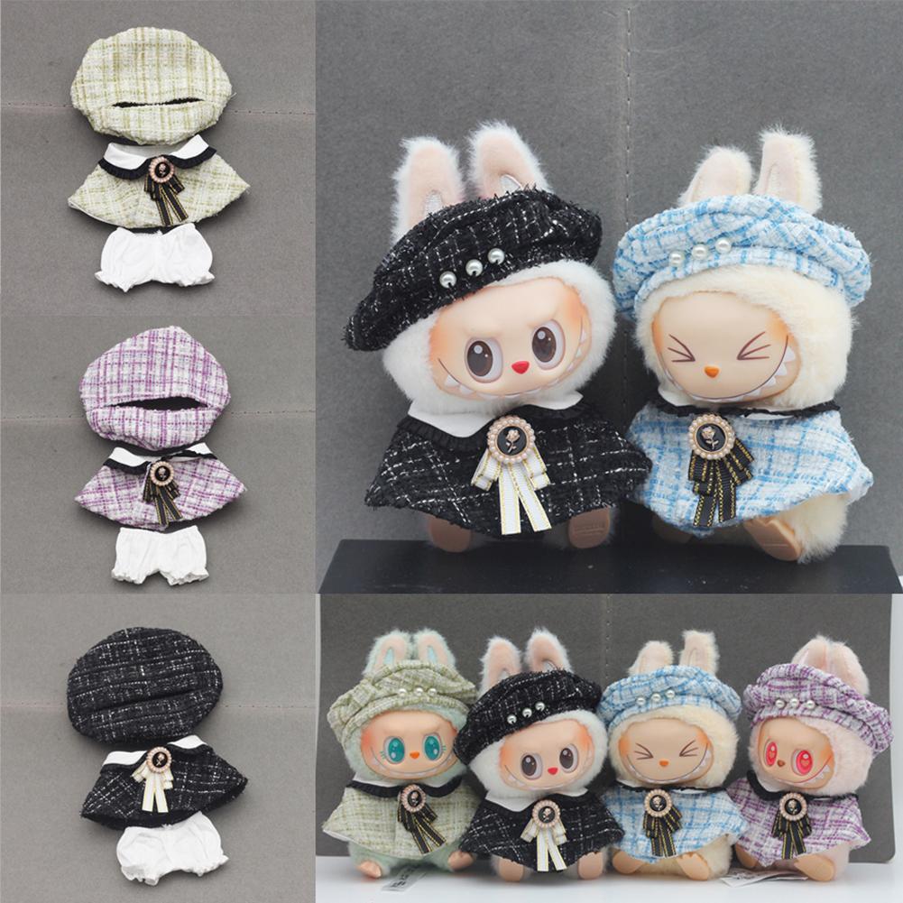 For 17cm Labubu Doll Clothes Fashion Clothes Hat Cape Doll Clothes Color Match Hoodies Dolls Accessories Cute Decoration Little Clothes