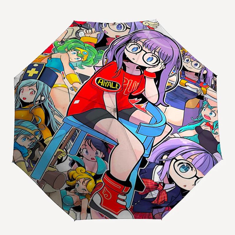 1pc Outdoor Umbrella with Arale and Anime Characters - Automatic Opening/Closing, Portable 3-Fold Design, 8-Rib Iron Frame - Perfect Gift for Fan