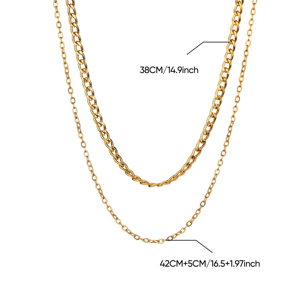 Mehrlagige Halsketten aus Edelstahl für Damen Mode Kubanische Kette Choker Halskette Wasserdichter Schmuck Weihnachtsfeier Geschenk