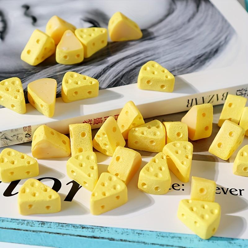 10 Mini Cheese Model DIY Craft Accessories - Realistic Yellow Cheese Blocks with Brown Mud Layer, Perfect for Jewelry, Home, and
