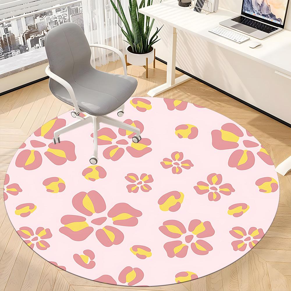 1 Stück Rundteppich mit Blumenmuster für das Büro, Teppich für Büro, Gaming, Leichte runde Bodenmatte yy260205010