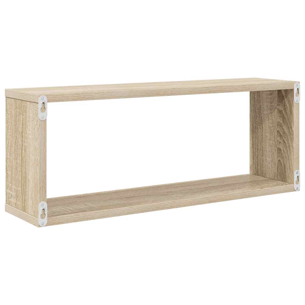 Cube Shelves Set of 2 Sonoma Oak Finish 60 X 15 X 23 Cm Particleboard