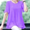 Damen Sommer Kurzarm Chiffon Bluse Übergröße Locker Geschnitten Elegant Bauchbedeckendes Oberteil