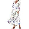 Women's Fashion Casual Print Round Neck 3/4 Sleeve Loose Pocket Dress