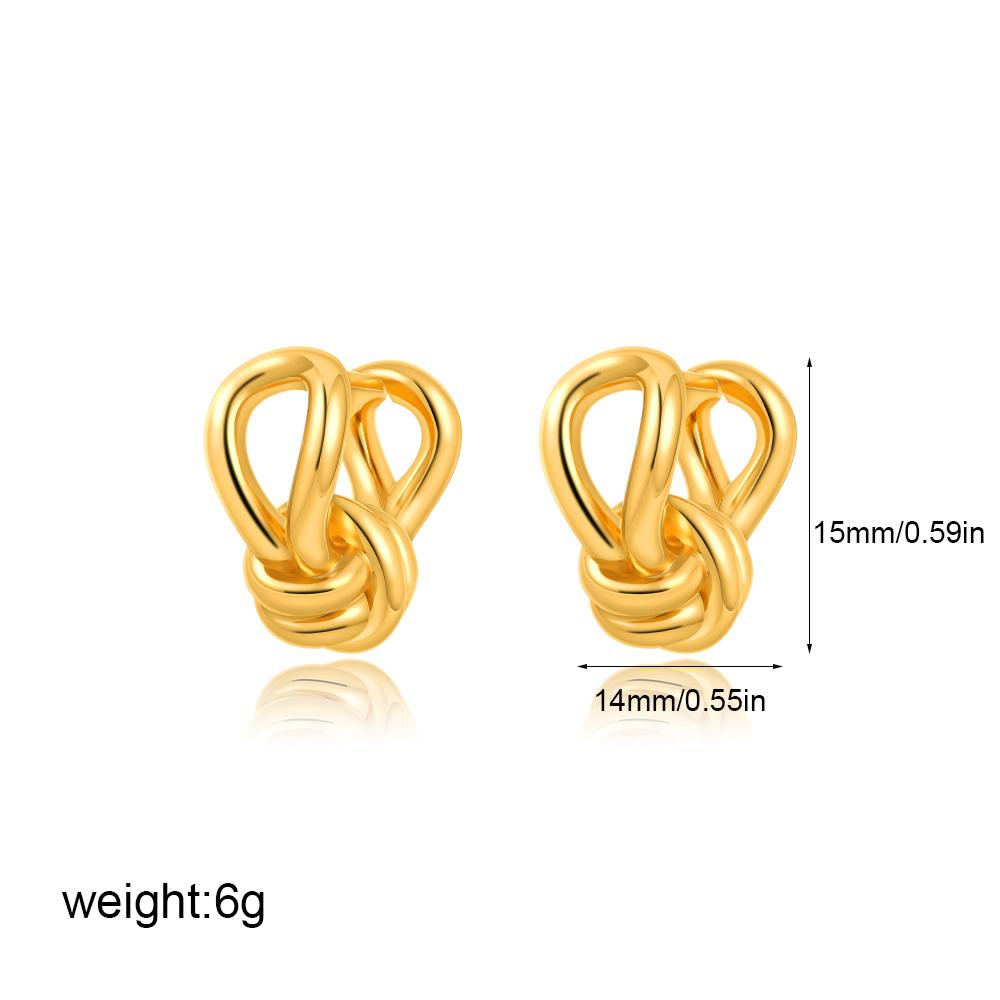 Vintage Metal Knot Hoop Earrings for Women Minimalist 18K Gold Color Plated Geometric Small Earring Trendy Chic Jewelry Gift золотой