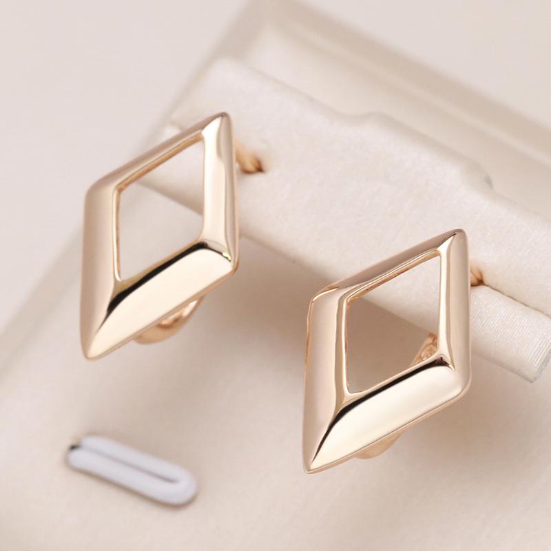 Glossy Dangle Earrings  Rose Gold Color Simple Hollow Rhombus Earrings For Women High Quality Daily Fine Jewelry