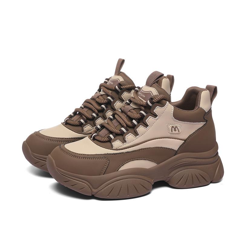 Thick-soled Casual Sneakers Trendy Autumn and Winter New Genuine Leather Shoes Casual Versatile Inner Small Women's Shoes Sports Shoes