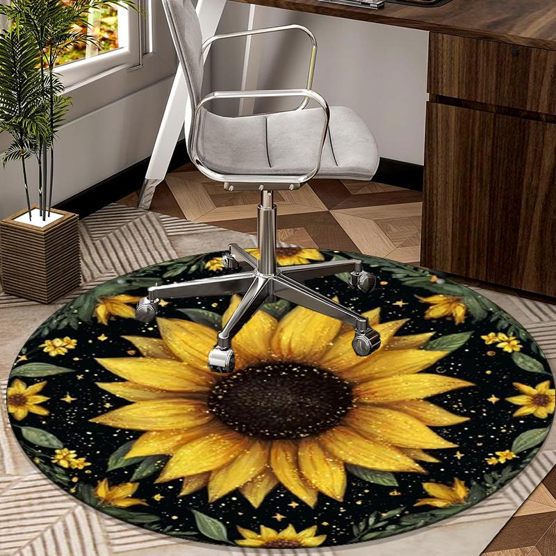 

Sunflower Kaleidoscope Pattern round carpet Chair cushion Round Entryway Rug, Soft Round Rugs for Living Room, Bedroom, Circle Carpet decor gifts Diameter 60cm
