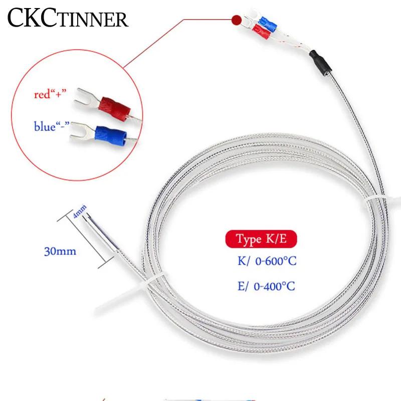 

4*30mm Type K Thermocouple 1/2/3/4/5M Probe Type Shielded Braide Wire Thermocouple Temperature Sensor For Temperature Controller K Type 1 M