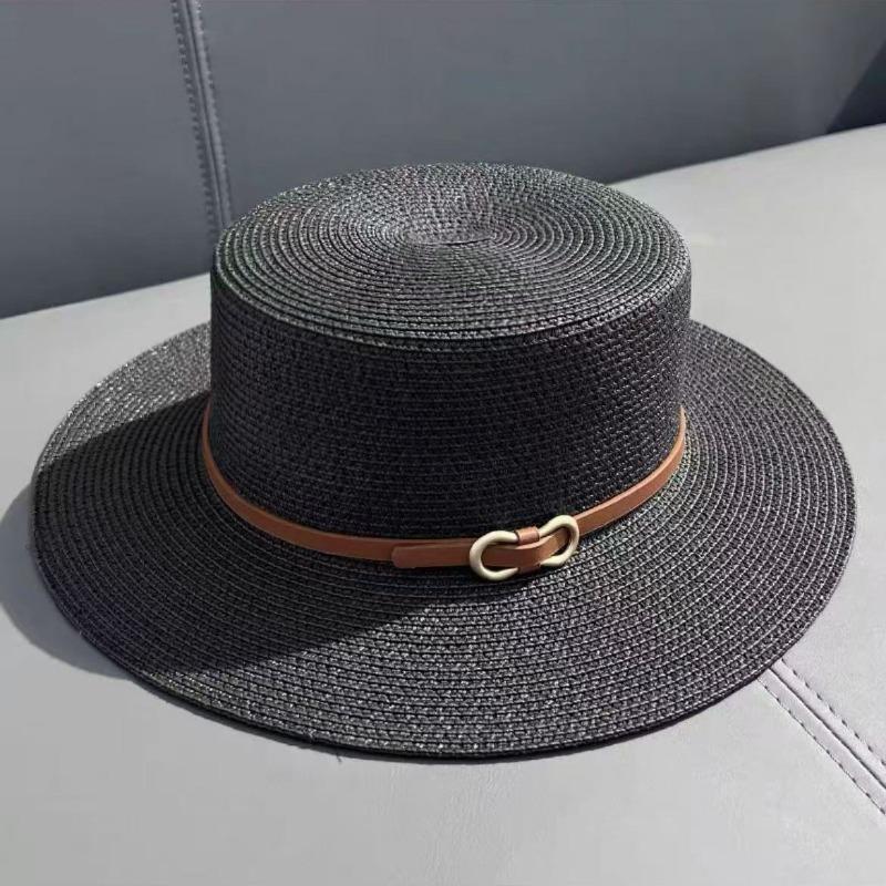 Produced straw hat women's flat top seaside beach top hat sunscreen hat travel photo women's summer sun hat