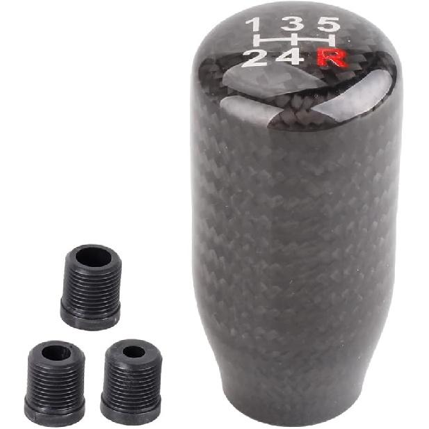 Muge Racing Carbon Fiber Shift Knob for Automatic and Manual Vehicles, Carbon Fiber Gear Shift Knob, 5 Speed Black