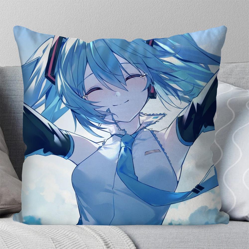 H-Hatsune M-Miku Singer Anime Pillow Case Square Pillow BedroomSofaLeisure Comfort Cushion Car Living Room Home Decoration 40X40