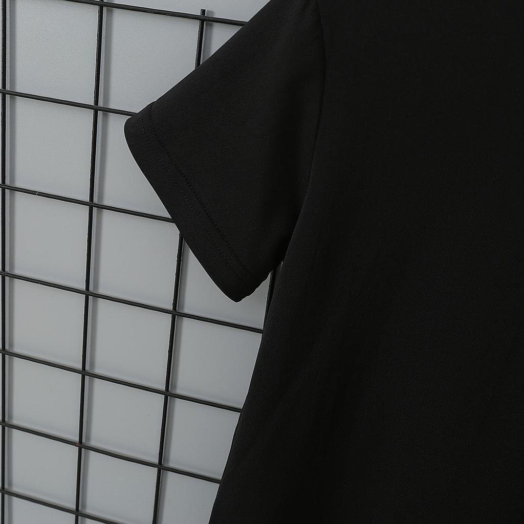 Chemise tendance à col montant boutonnée à manches courtes pour enfants