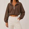 Women's Casual Half Zip Cropped Sweatshirt with Collar Color