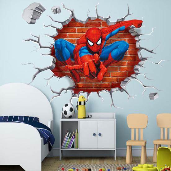 Wall Sticker Cartoon 3D Effect Spiderman Decorative Wall Decal Home Decor Gifts for Kids Rooms