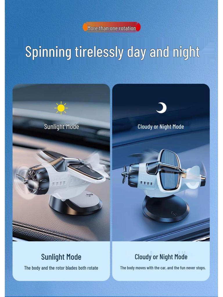 Solar-Powered Rotating Airplane Dashboard Ornament