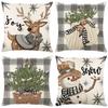 Christmas Pillow Cover Christmas Tree Elk Snowman Print Pillow Cover Home Decoration Cushion Cover