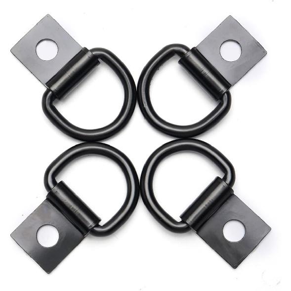 4 Pcs D-Rings Tie Down Anchor Hooks, 10Mm Fixing Hole D-Ring For Pickup Truck Bed Deck Rails T Slot Nut Screw, Heavy Duty Steel D Ring For Trailer,