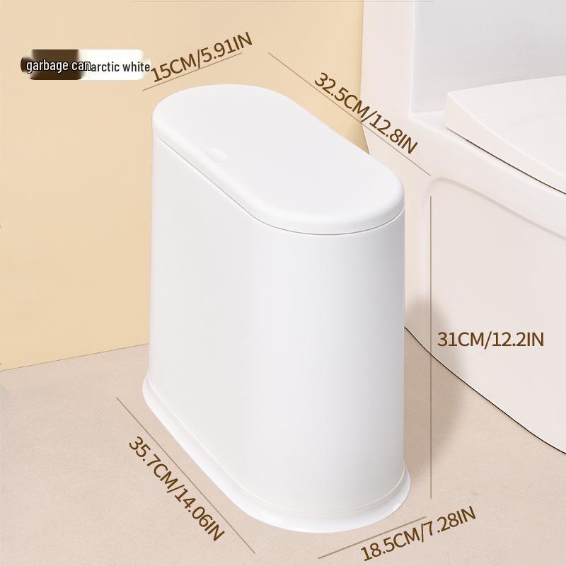 INS Style Narrow Gap Bathroom Trash Can with Lid - Moisture & Odor Proof